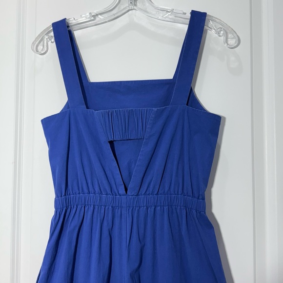 COS Wide Leg Jumpsuit in Brigh Blue Size 4 Smocked Cutout Back Sleeveless Retro - Picture 7 of 16